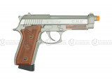 Taurus PT92 CO2 Full Metal Blowback Pistol, Semi/FULL Auto- Silver/Wood Style Grip